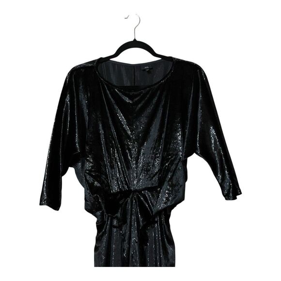 River Island Womens Size 8 Black Velvet Knot Front Split Maxi Dress - Picture 2 of 4